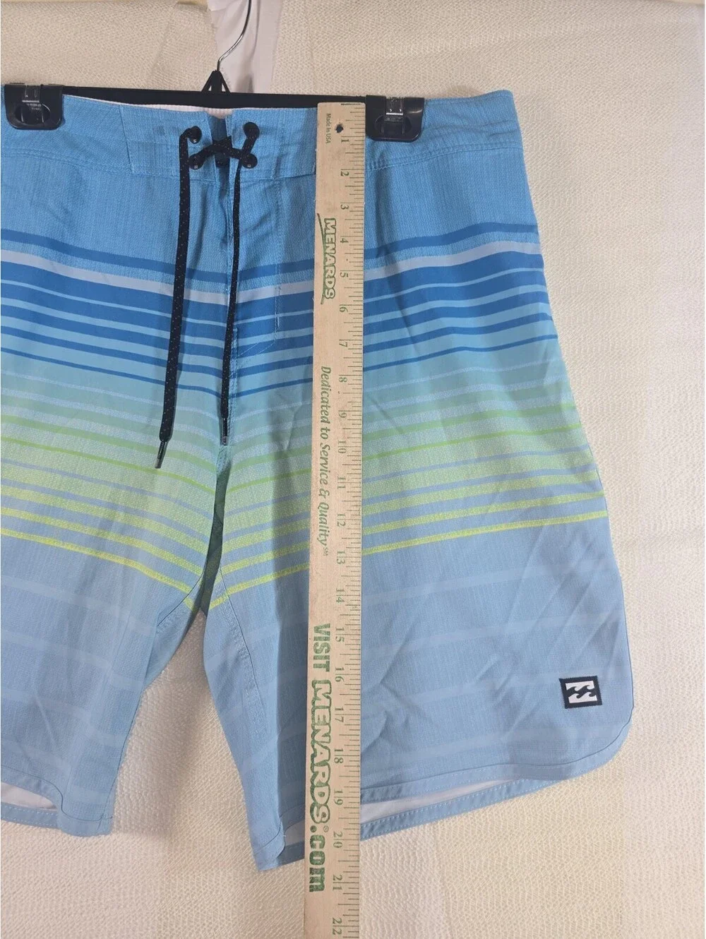 Billabong 73 Pro Recycler Board Shorts Mens 33 Blue Lime Stripe Stretch Swim